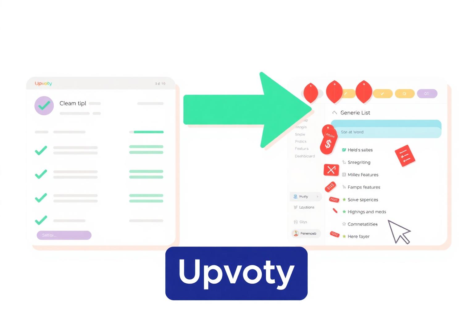 Comparison illustration of Upvoty next to Productflare
